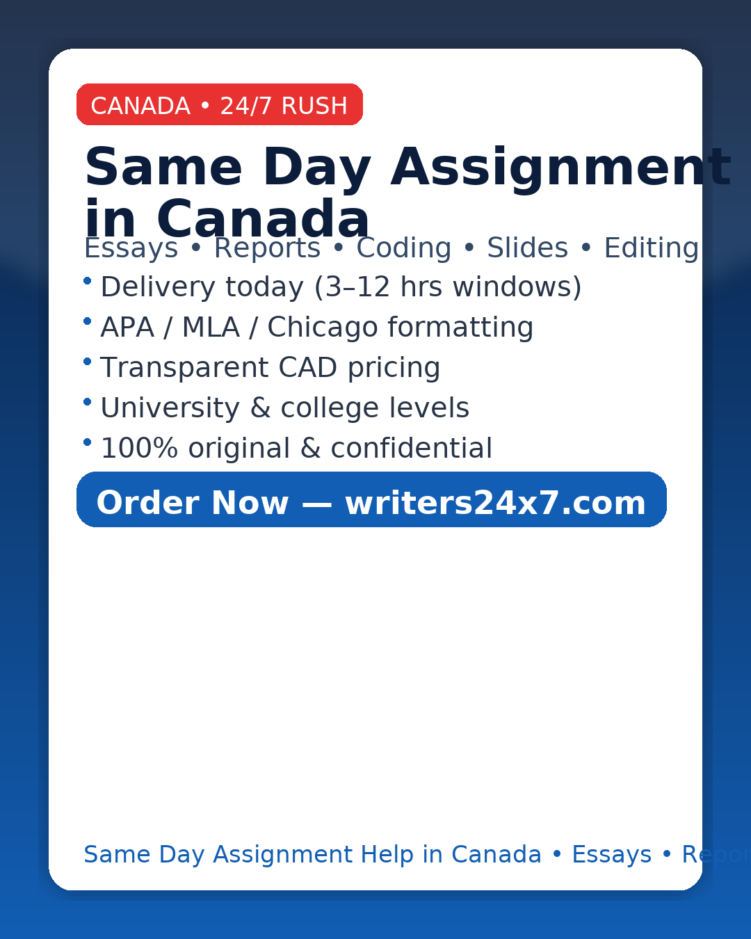 Same Day Assignment Help in Canada