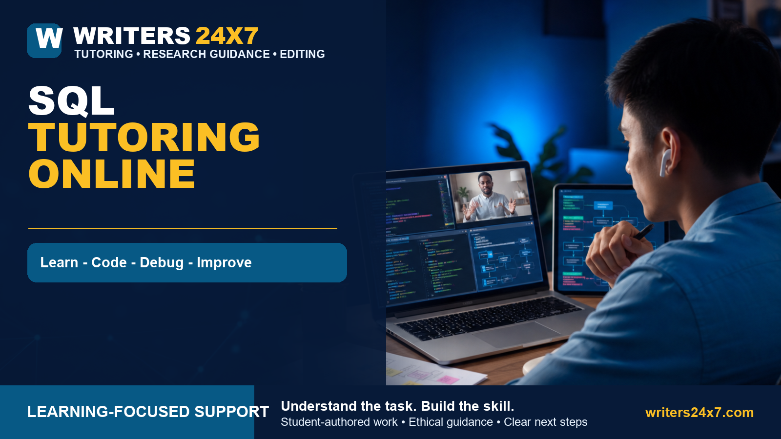 SQL Tutoring Online - Writers24x7