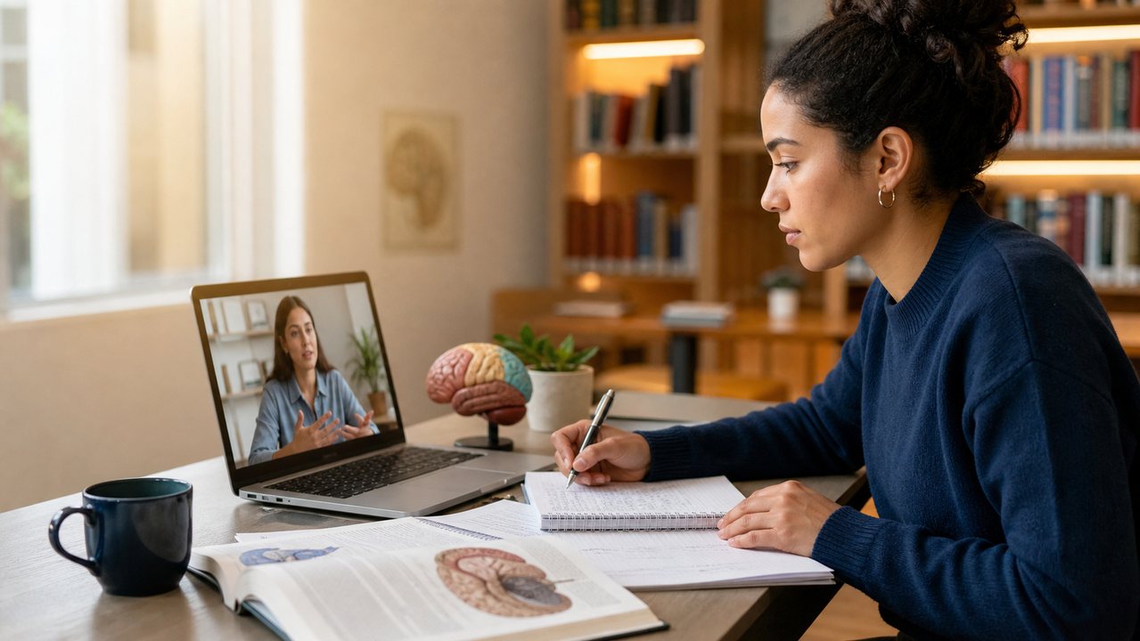 University student receiving online psychology assignment tutoring